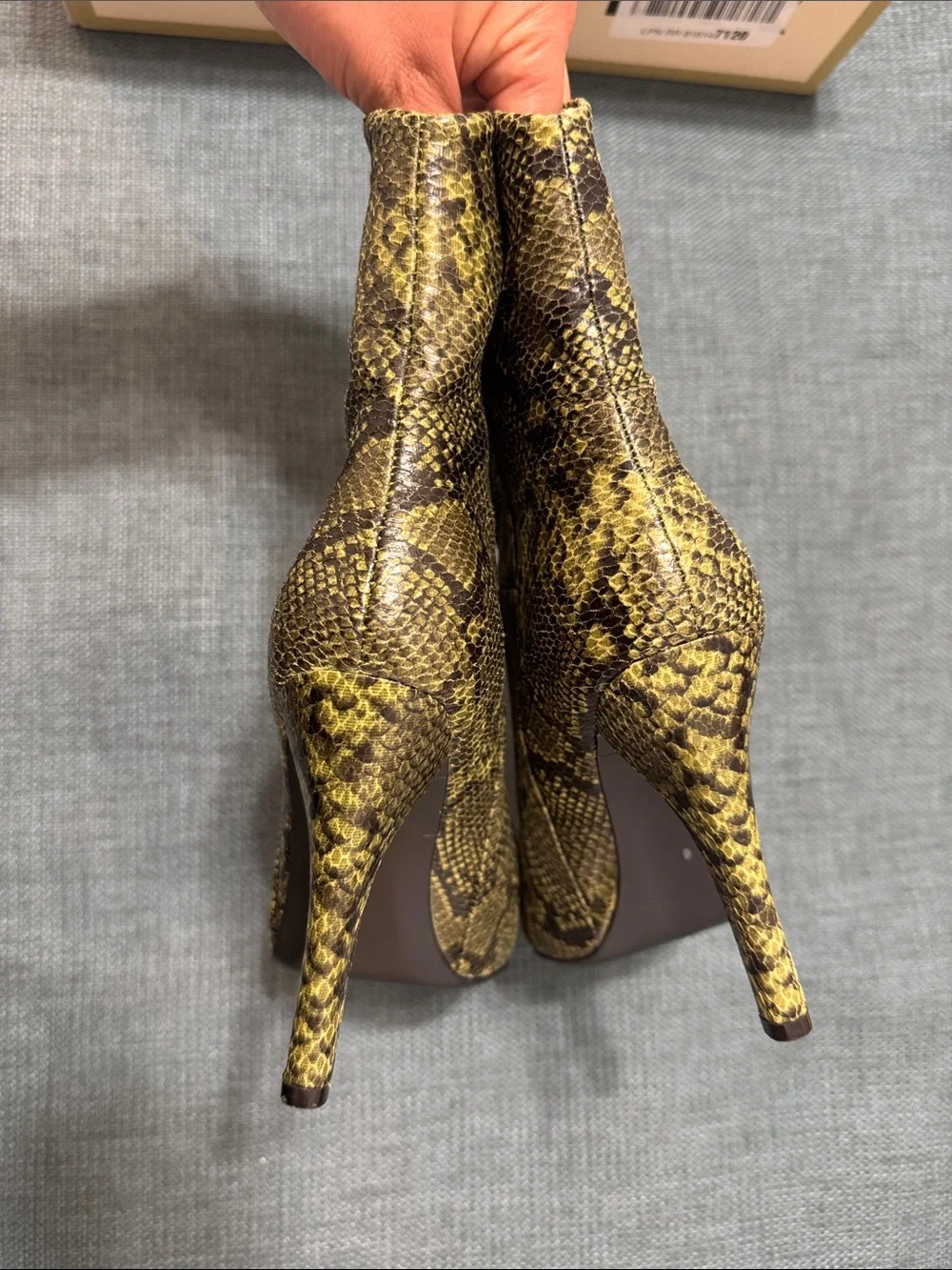 LPA Booties Snake-Print Women's Size 6 Green High-Heel Ankle Boots *like New*